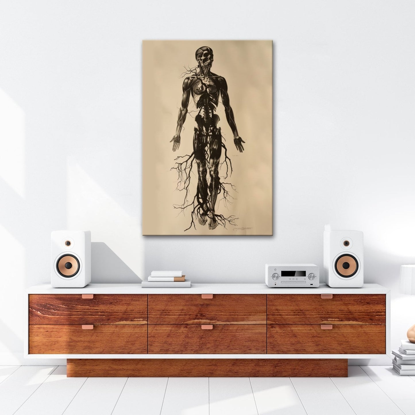 Leinwandbild Anatomische Eleganz XXL – In düsteren Linien - deyoli