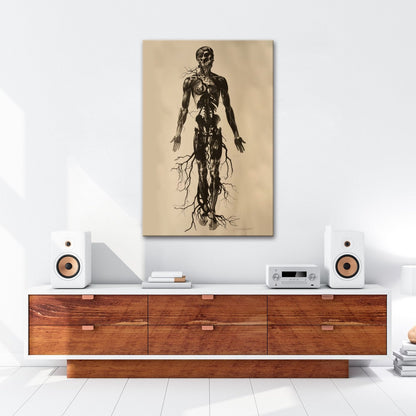 Leinwandbild Anatomische Eleganz XXL – In düsteren Linien - deyoli