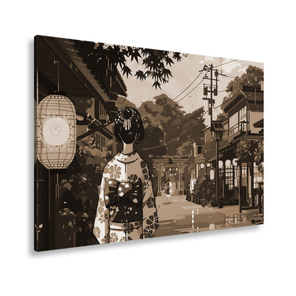 Leinwandbild Anime Gasse Sommerregen – Geheimnisvolle Straße XXL Canvas - deyoli