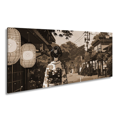 Leinwandbild Anime Gasse Sommerregen – Geheimnisvolle Straße XXL Canvas - deyoli