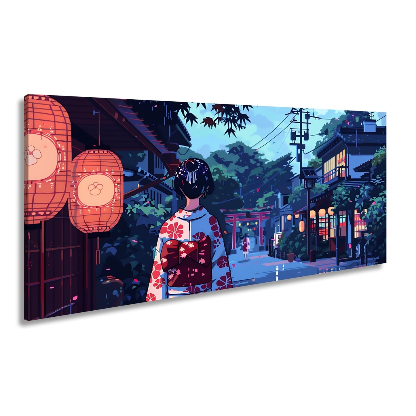Leinwandbild Anime Gasse Sommerregen – Geheimnisvolle Straße XXL Canvas - deyoli