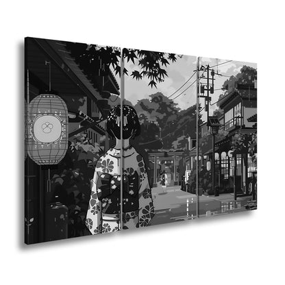 Leinwandbild Anime Gasse Sommerregen – Geheimnisvolle Straße XXL Canvas - deyoli