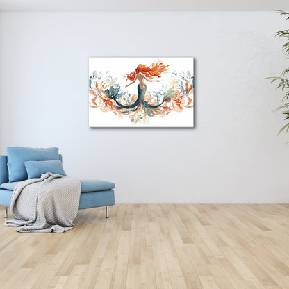 Leinwandbild Anmutige Sirene in wirbelndem Wasser aus Farben - deyoli
