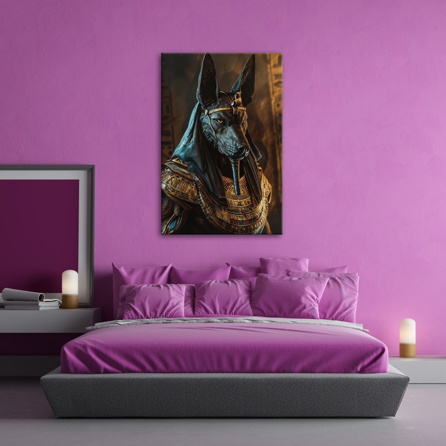 Leinwandbild Anubis, Wächter der Seelen, in goldener Ewigkeit gehüllt - deyoli