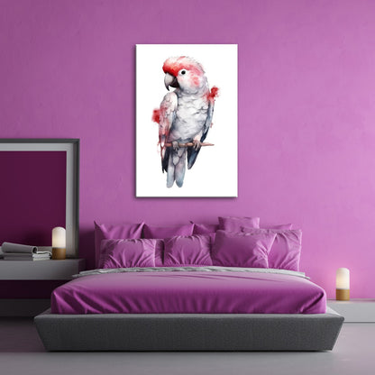Leinwandbild Aquarell - Kakadu mit zarten Rotakzenten - deyoli