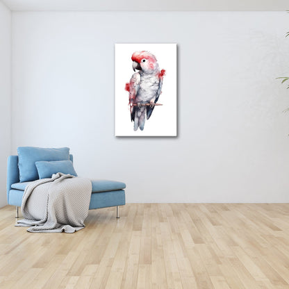 Leinwandbild Aquarell - Kakadu mit zarten Rotakzenten - deyoli