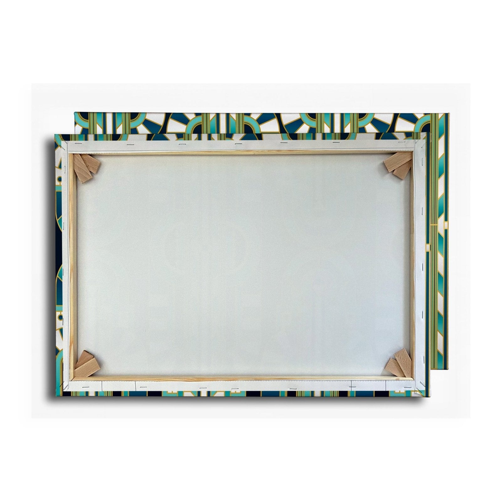Leinwandbild Art - Déco - Muster in türkis - goldener Eleganz - deyoli