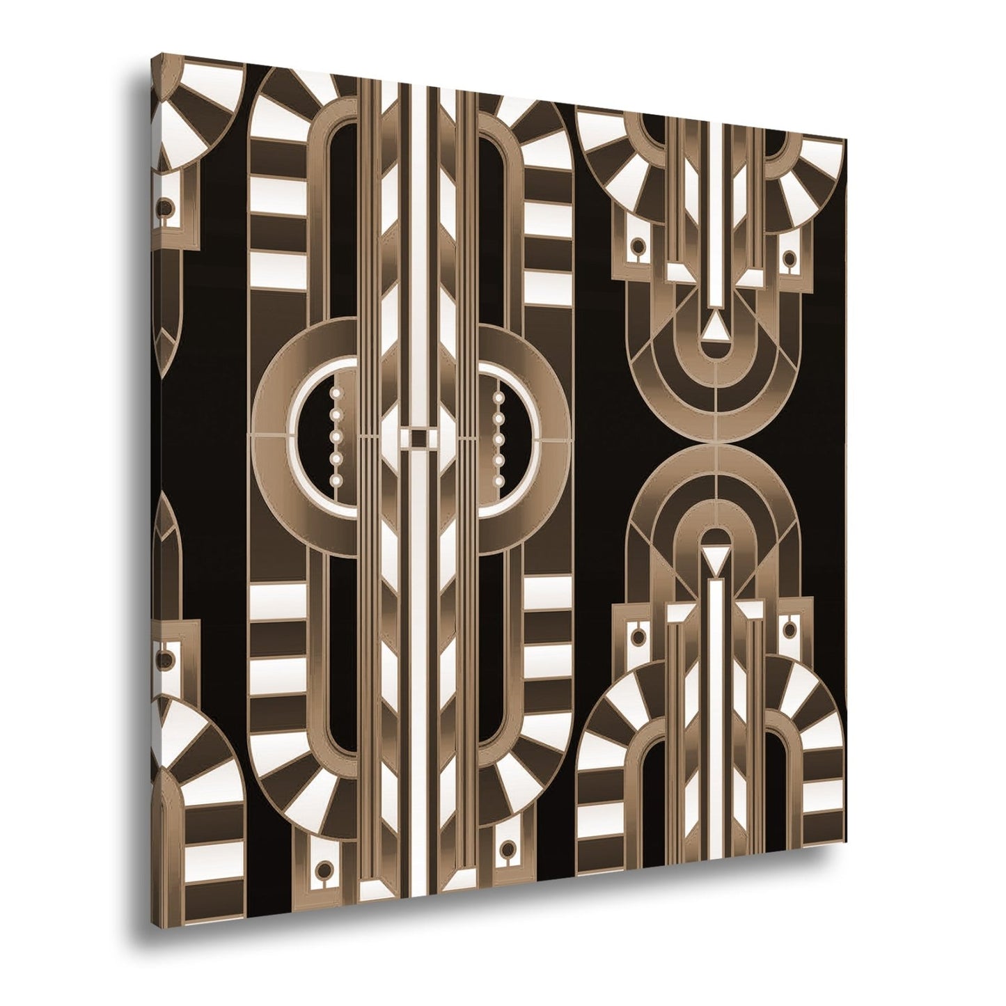 Leinwandbild Art - Déco - Muster in türkis - goldener Eleganz - deyoli