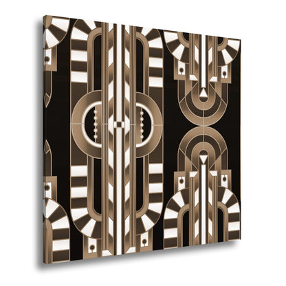 Leinwandbild Art - Déco - Muster in türkis - goldener Eleganz - deyoli