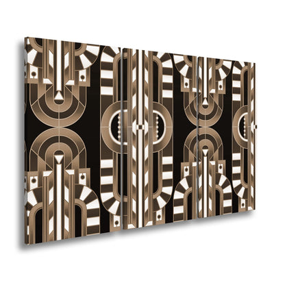 Leinwandbild Art - Déco - Muster in türkis - goldener Eleganz - deyoli