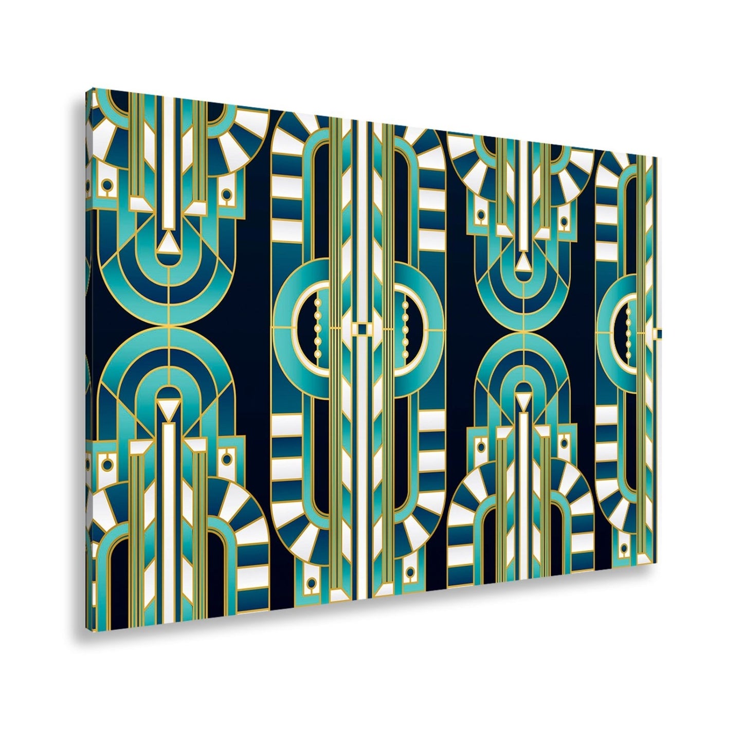 Leinwandbild Art - Déco - Muster in türkis - goldener Eleganz - deyoli