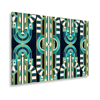 Leinwandbild Art - Déco - Muster in türkis - goldener Eleganz - deyoli