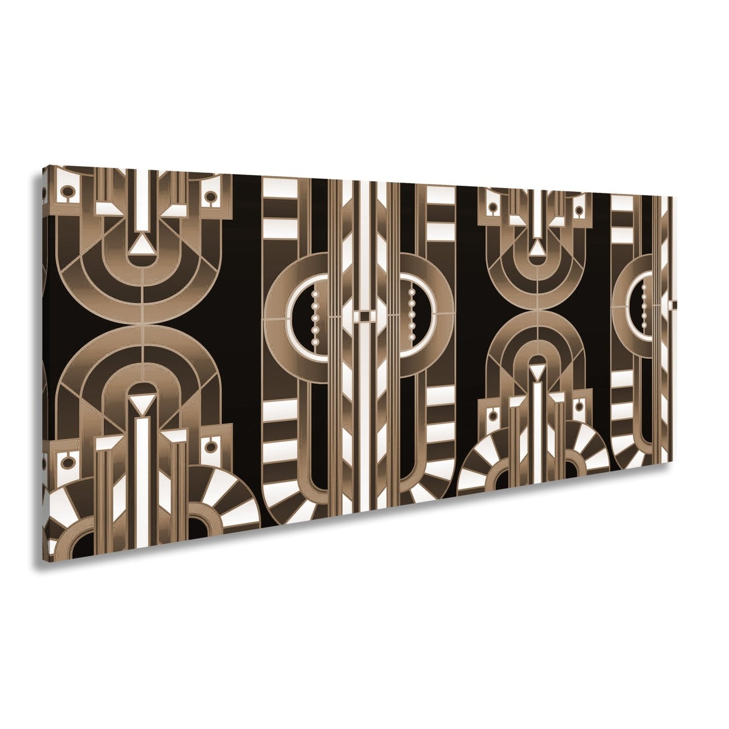 Leinwandbild Art - Déco - Muster in türkis - goldener Eleganz - deyoli