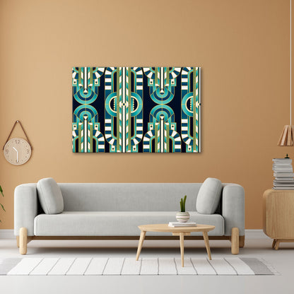 Leinwandbild Art - Déco - Muster in türkis - goldener Eleganz - deyoli