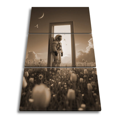 Leinwandbild Astronaut tritt ein – zwischen Traum, Himmel und Tulpen. - deyoli