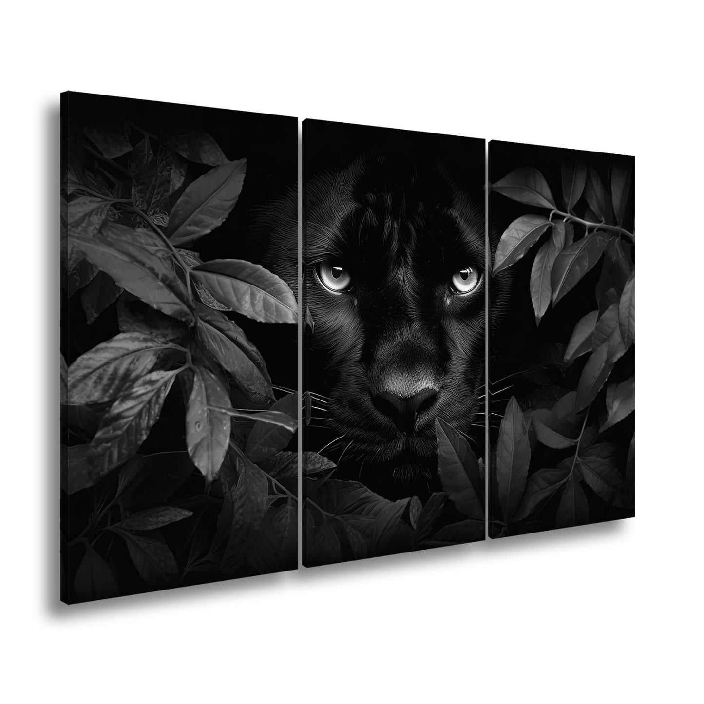 Leinwandbild Augen der Nacht – Pantherblick aus dem grünen Schatten. - deyoli