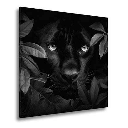 Leinwandbild Augen der Nacht – Pantherblick aus dem grünen Schatten. - deyoli