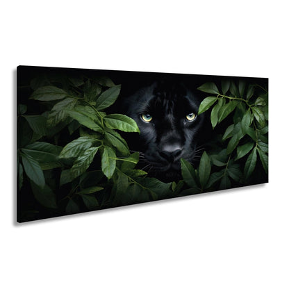 Leinwandbild Augen der Nacht – Pantherblick aus dem grünen Schatten. - deyoli