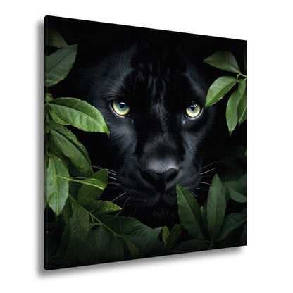 Leinwandbild Augen der Nacht – Pantherblick aus dem grünen Schatten. - deyoli