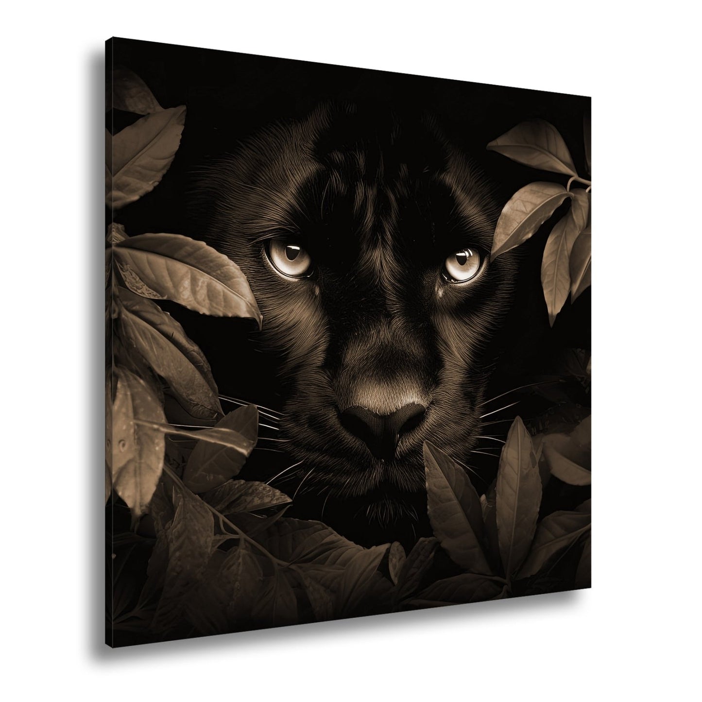 Leinwandbild Augen der Nacht – Pantherblick aus dem grünen Schatten. - deyoli
