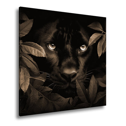 Leinwandbild Augen der Nacht – Pantherblick aus dem grünen Schatten. - deyoli