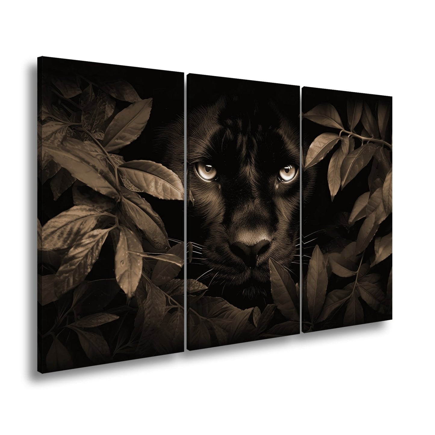 Leinwandbild Augen der Nacht – Pantherblick aus dem grünen Schatten. - deyoli