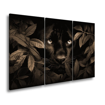 Leinwandbild Augen der Nacht – Pantherblick aus dem grünen Schatten. - deyoli