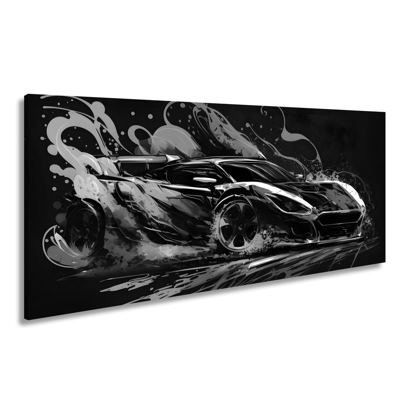 Leinwandbild Auto XXL – Explosion aus Farbe & Geschwindigkeit in Lackform - deyoli