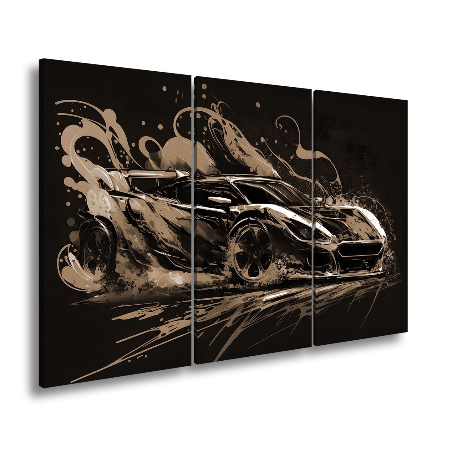 Leinwandbild Auto XXL – Explosion aus Farbe & Geschwindigkeit in Lackform - deyoli