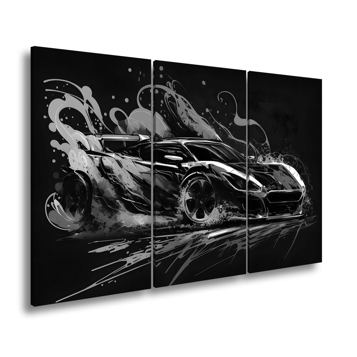 Leinwandbild Auto XXL – Explosion aus Farbe & Geschwindigkeit in Lackform - deyoli