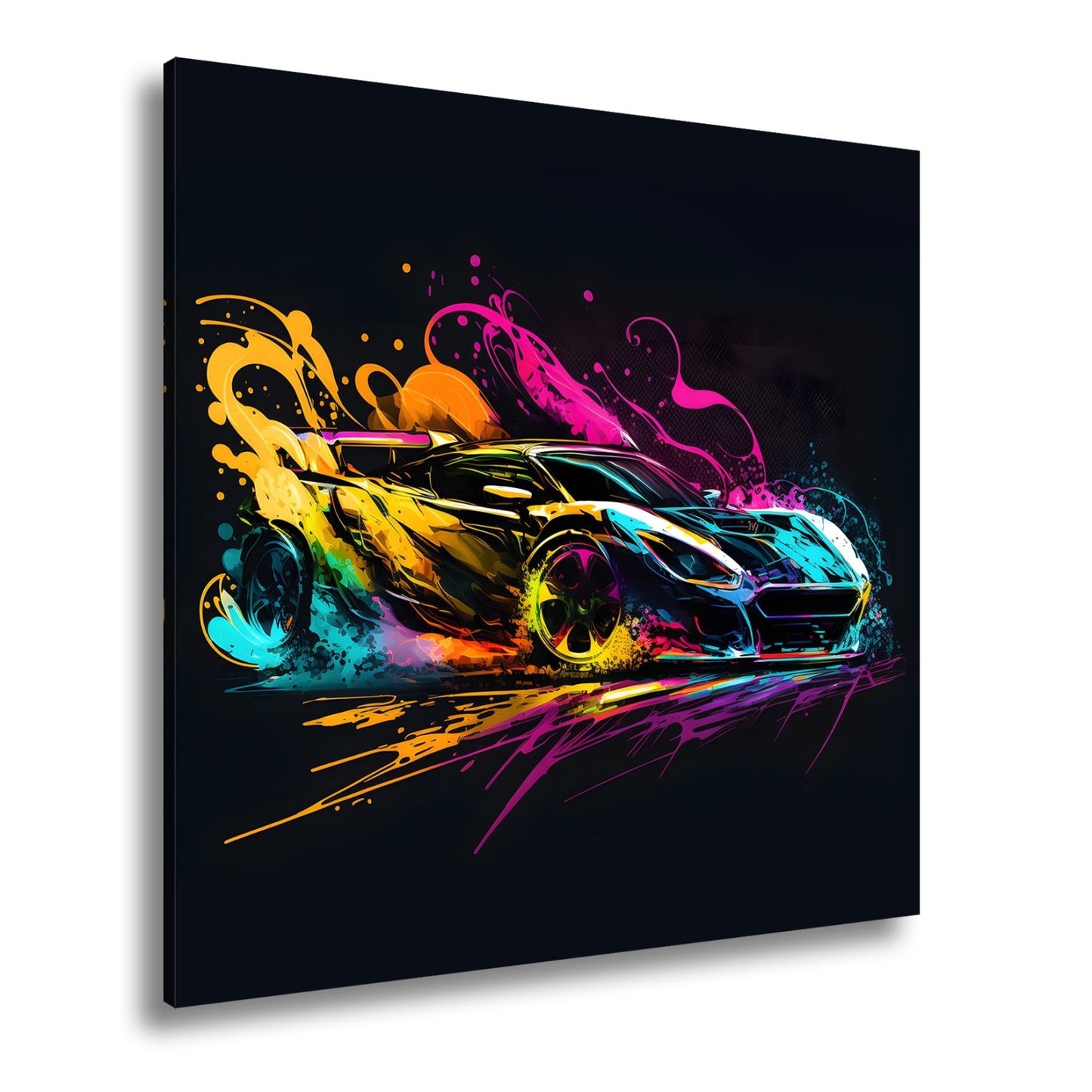 Leinwandbild Auto XXL – Explosion aus Farbe & Geschwindigkeit in Lackform - deyoli