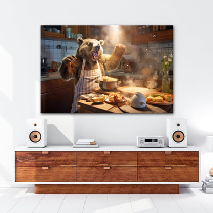 Leinwandbild Bärenstarker Koch – Chaos trifft Kulinarik mit Brüllfaktor. - deyoli