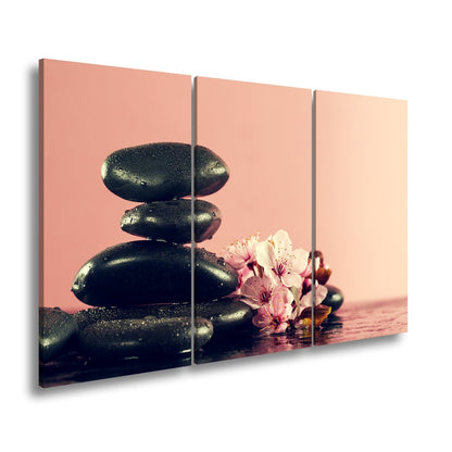 Leinwandbild Balance in Schwarz und Rosa – Zen trifft Frühling. - deyoli