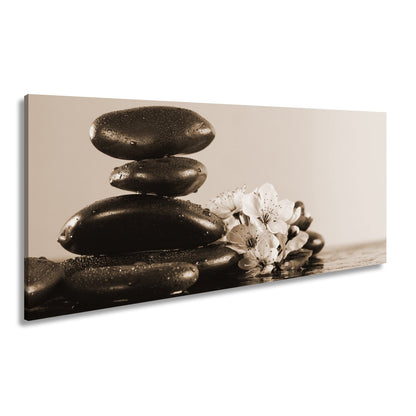 Leinwandbild Balance in Schwarz und Rosa – Zen trifft Frühling. - deyoli