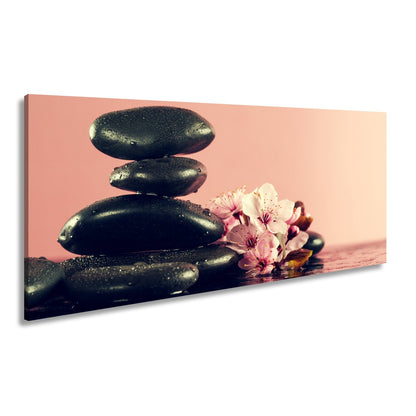 Leinwandbild Balance in Schwarz und Rosa – Zen trifft Frühling. - deyoli