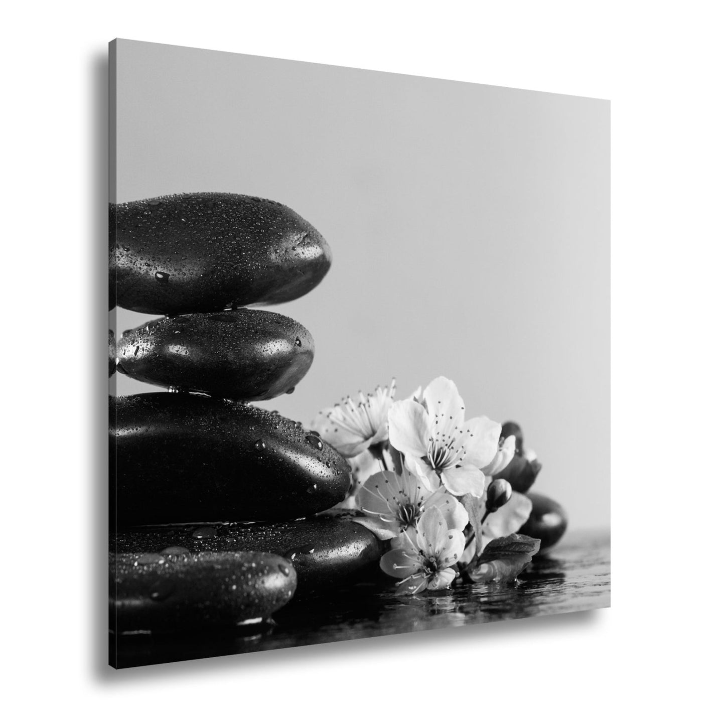 Leinwandbild Balance in Schwarz und Rosa – Zen trifft Frühling. - deyoli