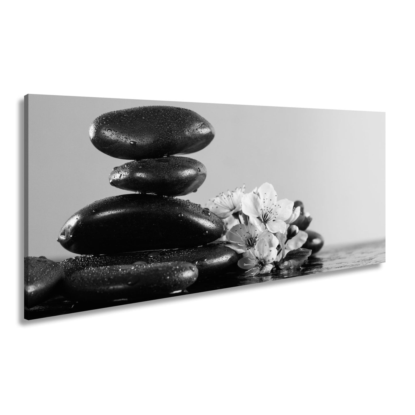 Leinwandbild Balance in Schwarz und Rosa – Zen trifft Frühling. - deyoli