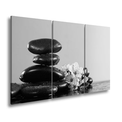 Leinwandbild Balance in Schwarz und Rosa – Zen trifft Frühling. - deyoli
