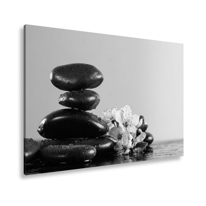 Leinwandbild Balance in Schwarz und Rosa – Zen trifft Frühling. - deyoli