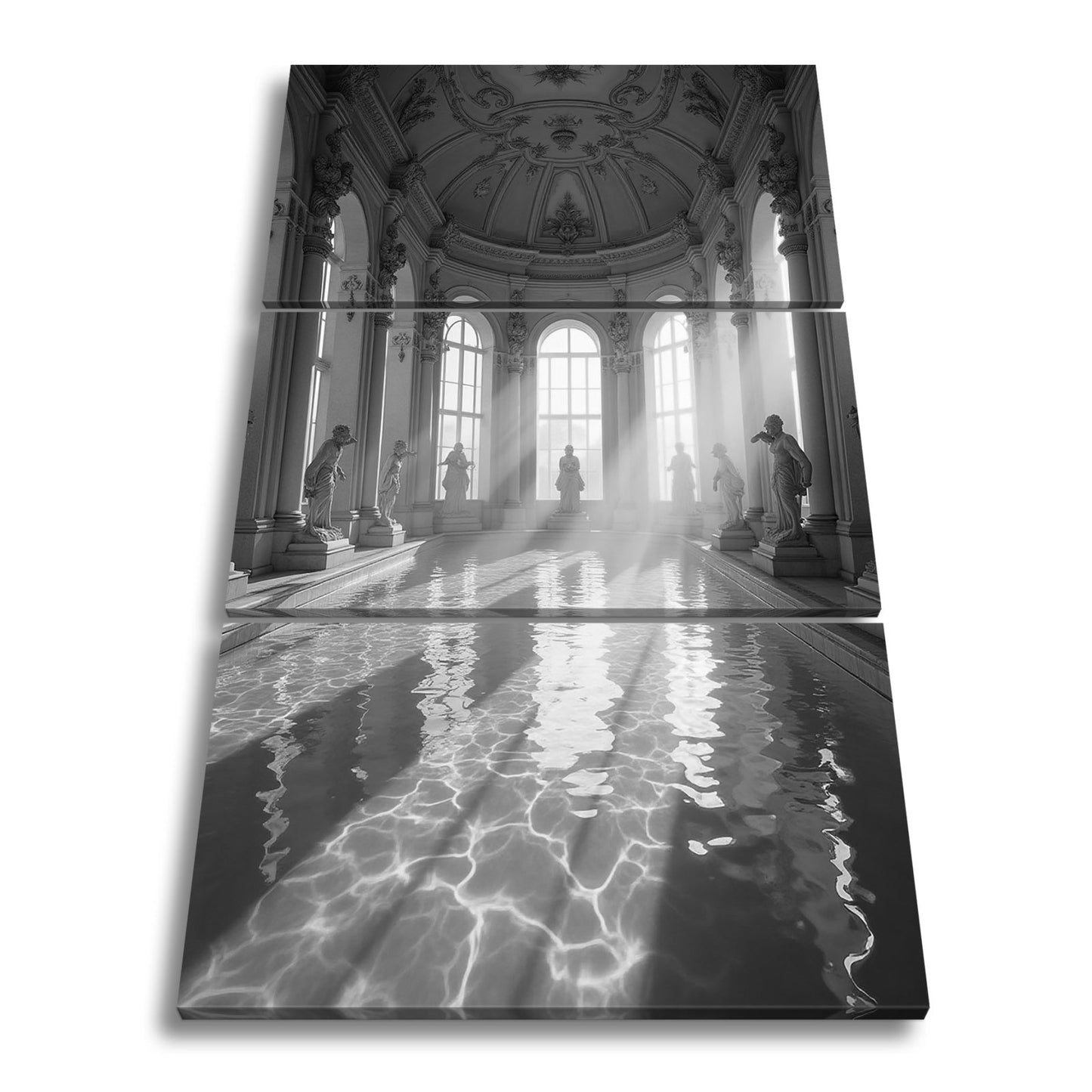Leinwandbild Barocke Badeträume – Sonnenstrahlen tanzen auf dem Wasser. - deyoli