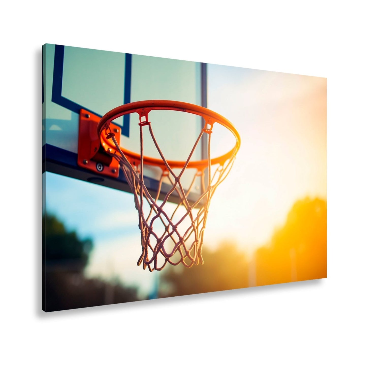 Leinwandbild Basketball Korb Sonnenuntergang – Sport Outdoor XXL Canvas - deyoli