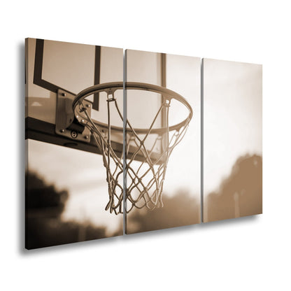 Leinwandbild Basketball Korb Sonnenuntergang – Sport Outdoor XXL Canvas - deyoli