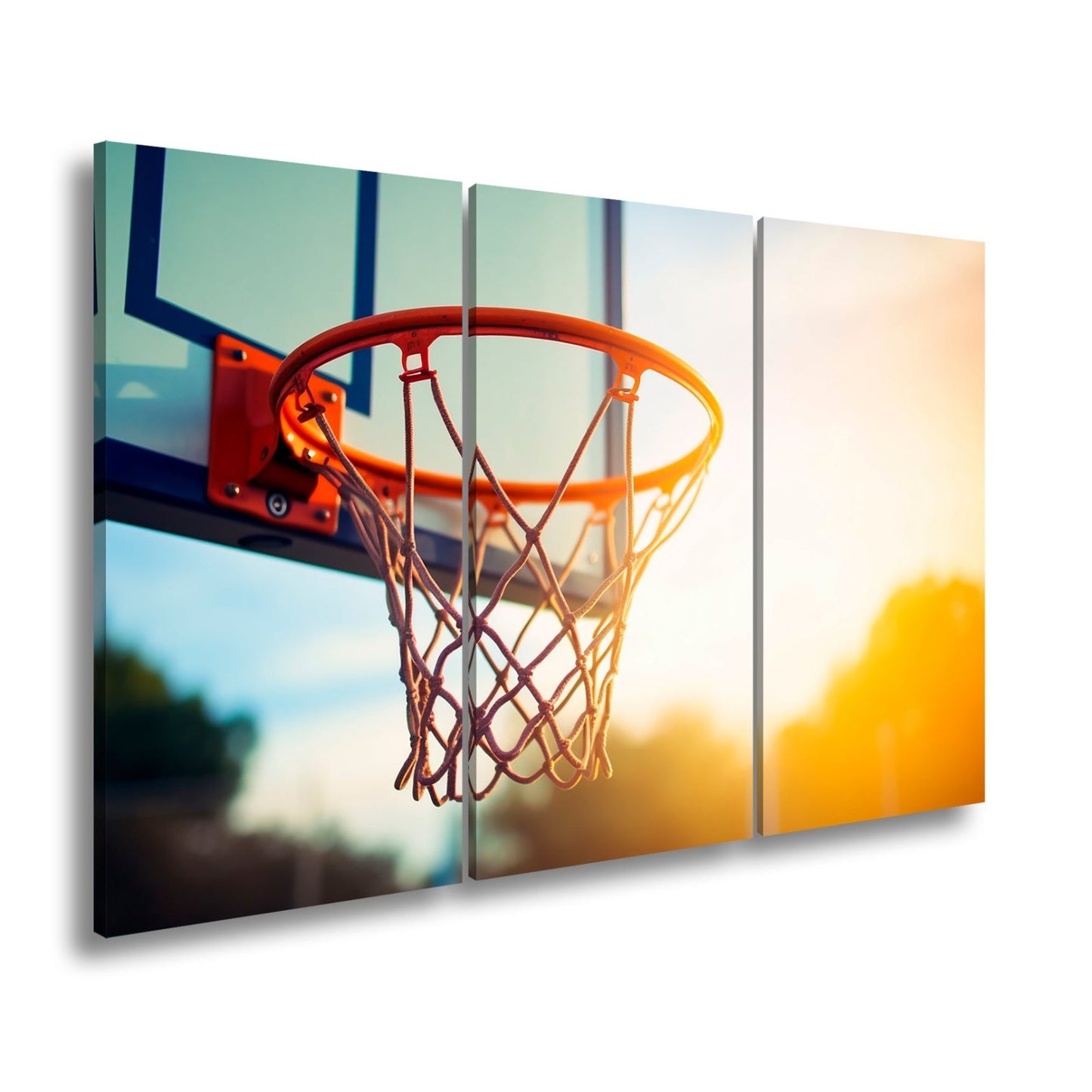 Leinwandbild Basketball Korb Sonnenuntergang – Sport Outdoor XXL Canvas - deyoli