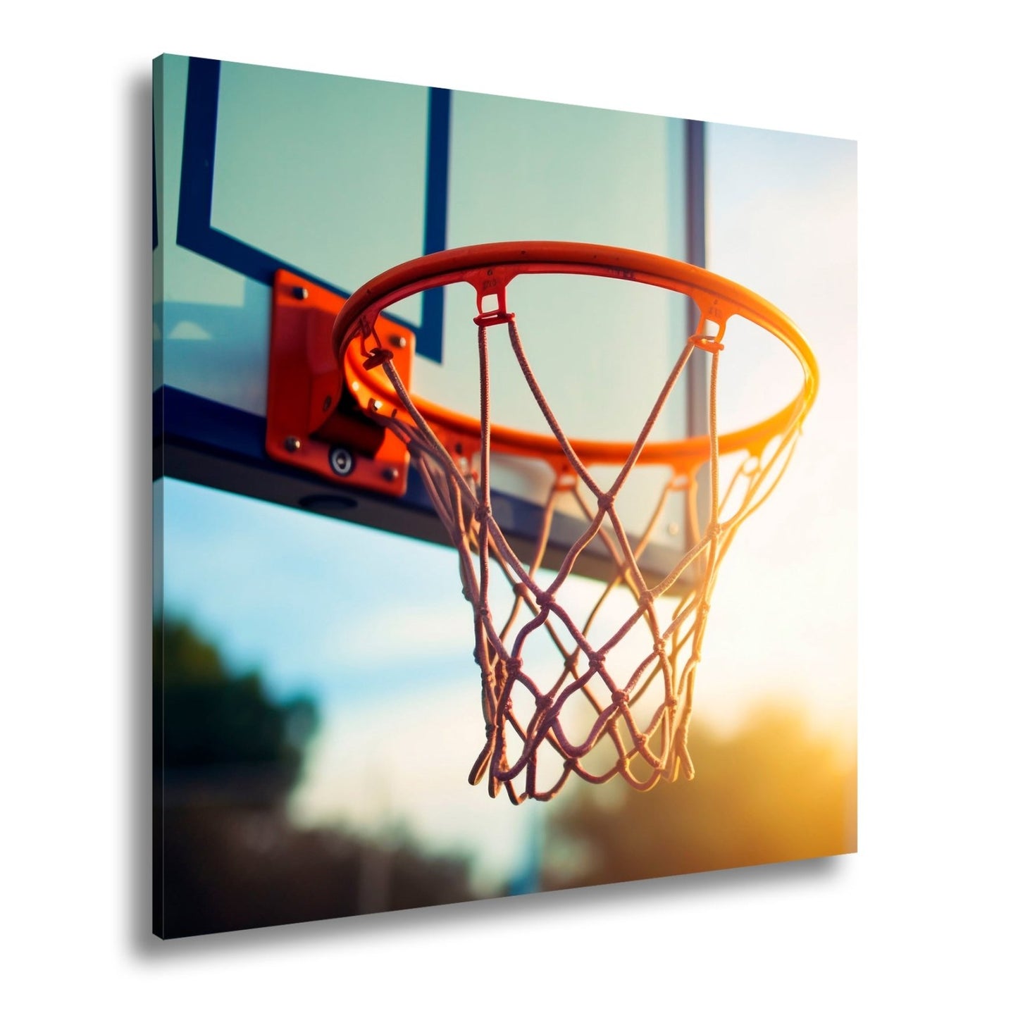 Leinwandbild Basketball Korb Sonnenuntergang – Sport Outdoor XXL Canvas - deyoli