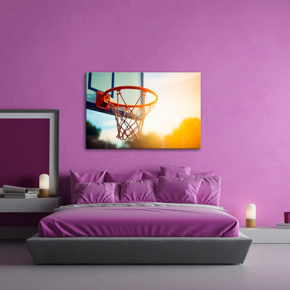 Leinwandbild Basketball Korb Sonnenuntergang – Sport Outdoor XXL Canvas - deyoli