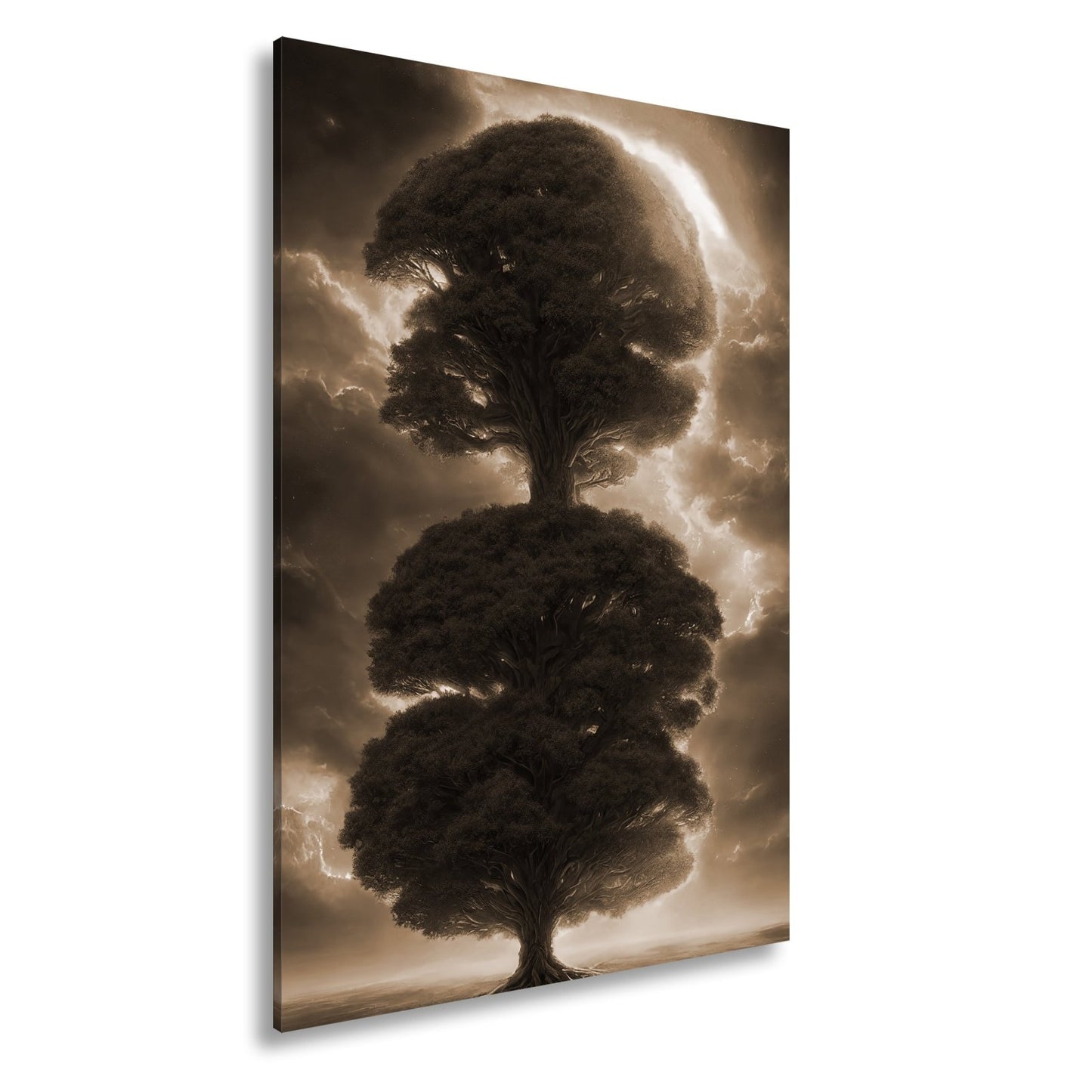 Leinwandbild Baum der Himmel, gekrönt vom Feuer des erwachenden Lichts - deyoli