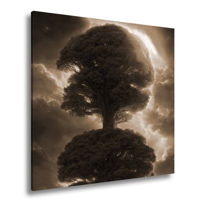 Leinwandbild Baum der Himmel, gekrönt vom Feuer des erwachenden Lichts - deyoli