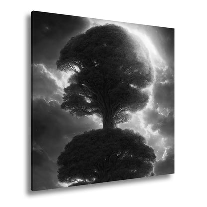 Leinwandbild Baum der Himmel, gekrönt vom Feuer des erwachenden Lichts - deyoli