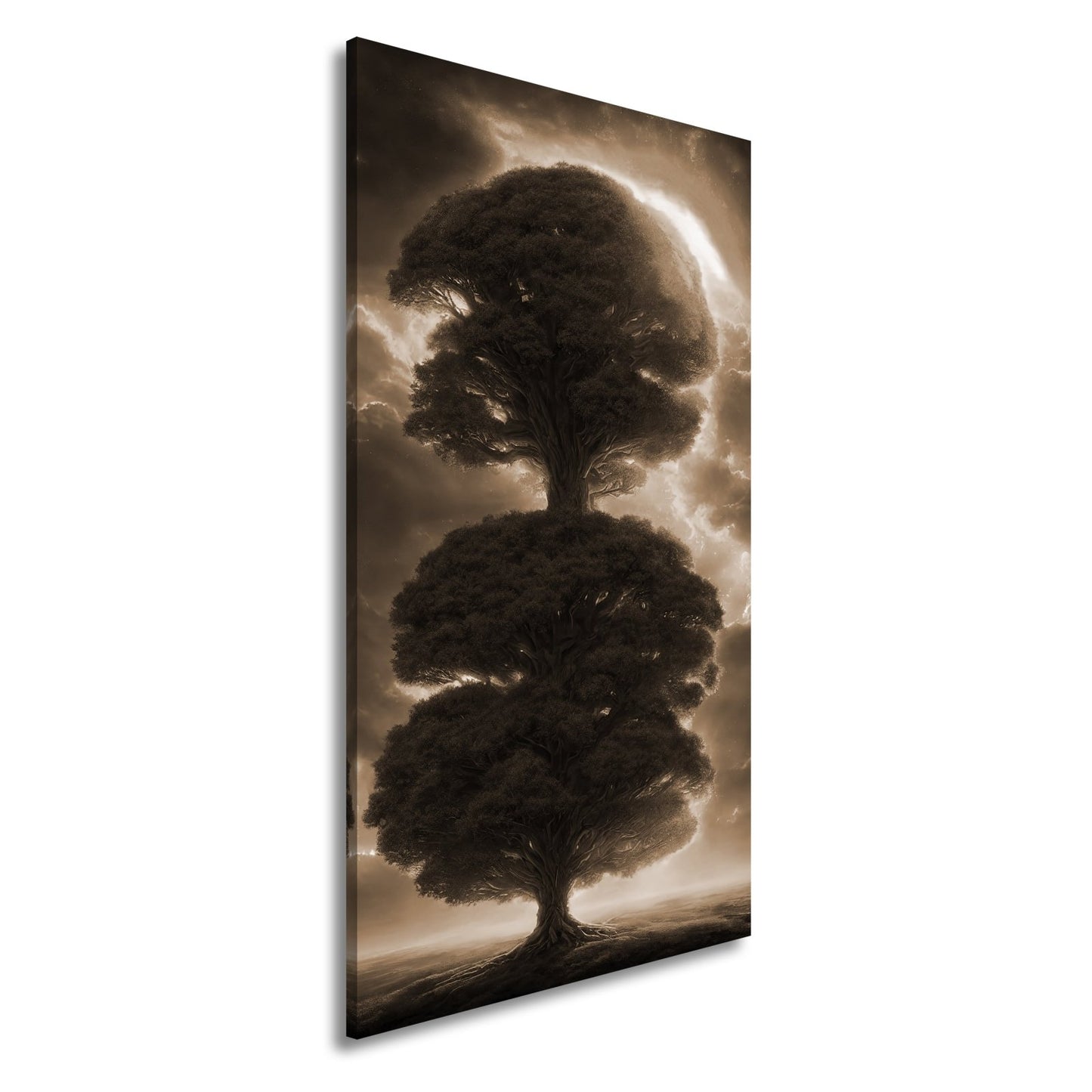 Leinwandbild Baum der Himmel, gekrönt vom Feuer des erwachenden Lichts - deyoli