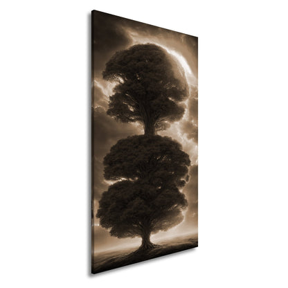 Leinwandbild Baum der Himmel, gekrönt vom Feuer des erwachenden Lichts - deyoli